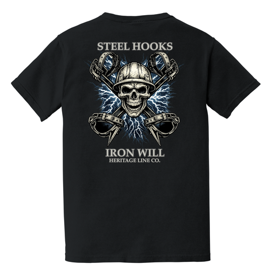 Steel Hooks Iron Will - Pocket Tee Shirt